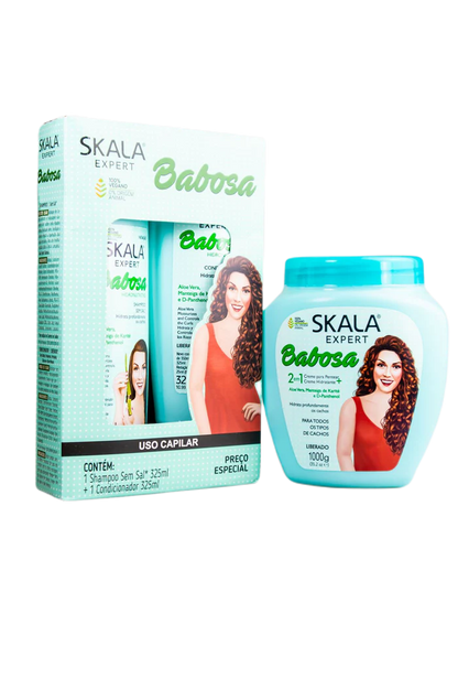 Skala Expert Babosa Aloe Vera Curly Hair Hydration Shine Vegan Kit 3 Products - Skala
