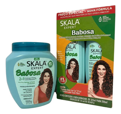 Skala Expert Babosa Aloe Vera Curly Hair Hydration Shine Vegan Kit 3 Products - Skala