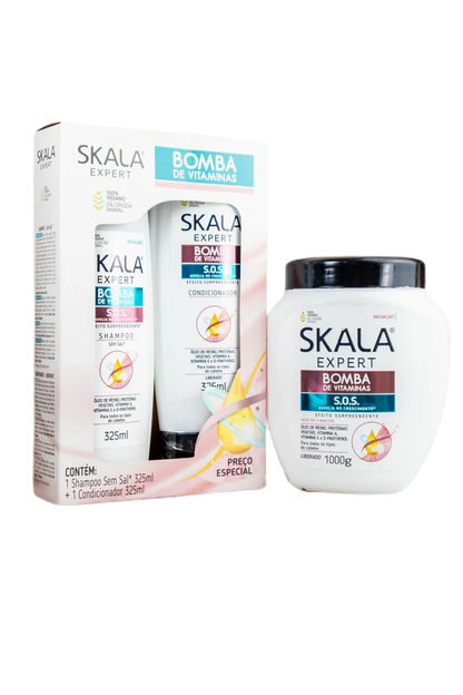 Skala Expert Bomba de Vitaminas Vitamin Pump SOS Hair Growth Nutrition Treatment Kit 3 Products - Skala