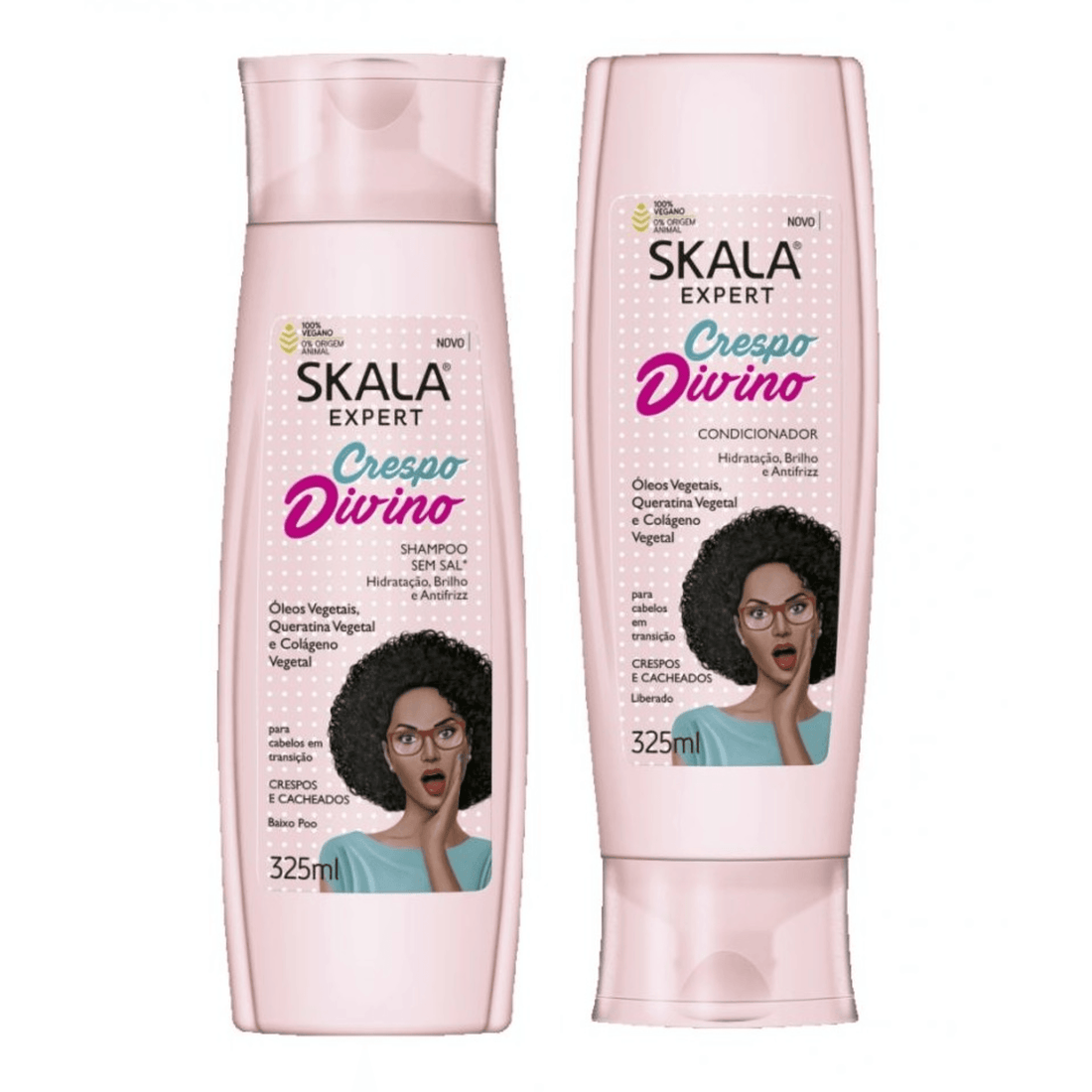 Skala Expert Crespo Divino Shampoo & Conditioner – Infused with Pure 100% Natural 2 x 325 ml | 2 x 10.9 oz - BUY BRAZIL-buy brazil curlers
 STORE