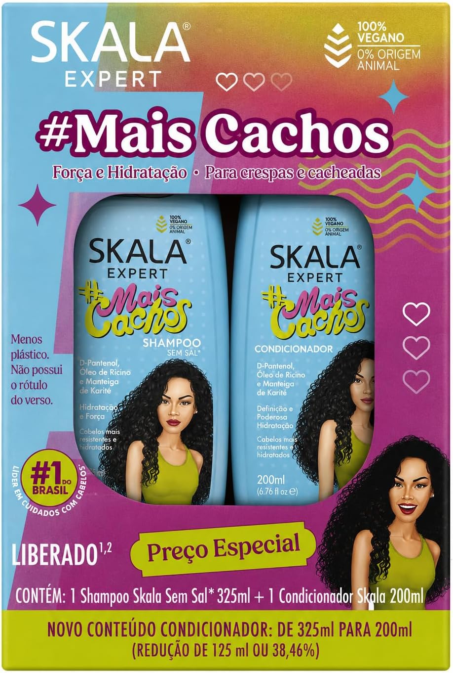 Skala Shampoo Mais Cachos – Brazilian Shampoo &amp; Conditioner for Hydrated Curls