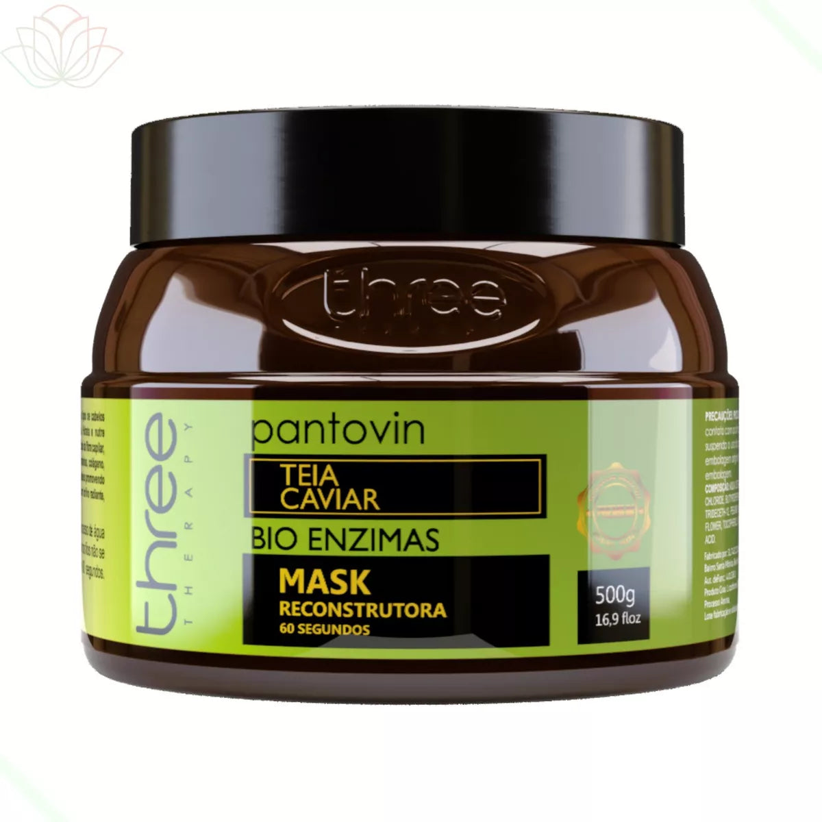 Three Therapy, Pantovin Teia Caviar Bio Enzimas, Hair Mask For Hair, 500g