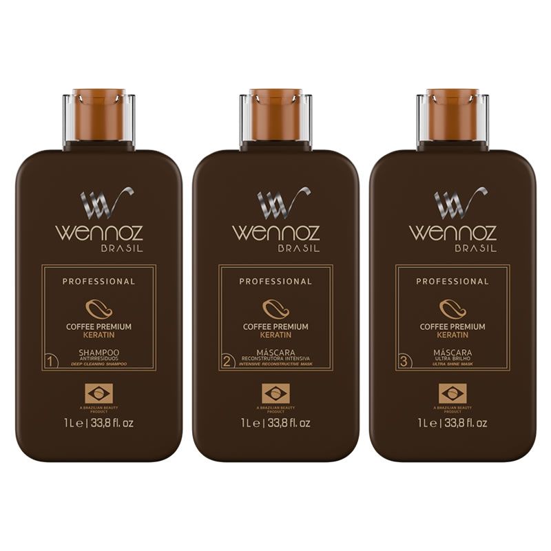 Wennoz, Kit Coffee Premium, Smoothing Keratin, 3x1L