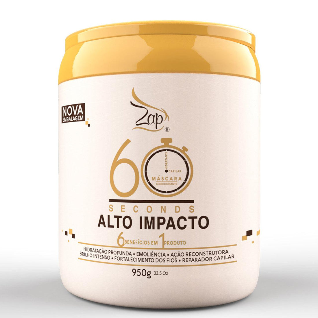 Zap Cosmeticos, 60 Segundos Alto impacto, Hair Mask For Hair, 950g/33.5fl.oz - BUY BRAZIL STORE