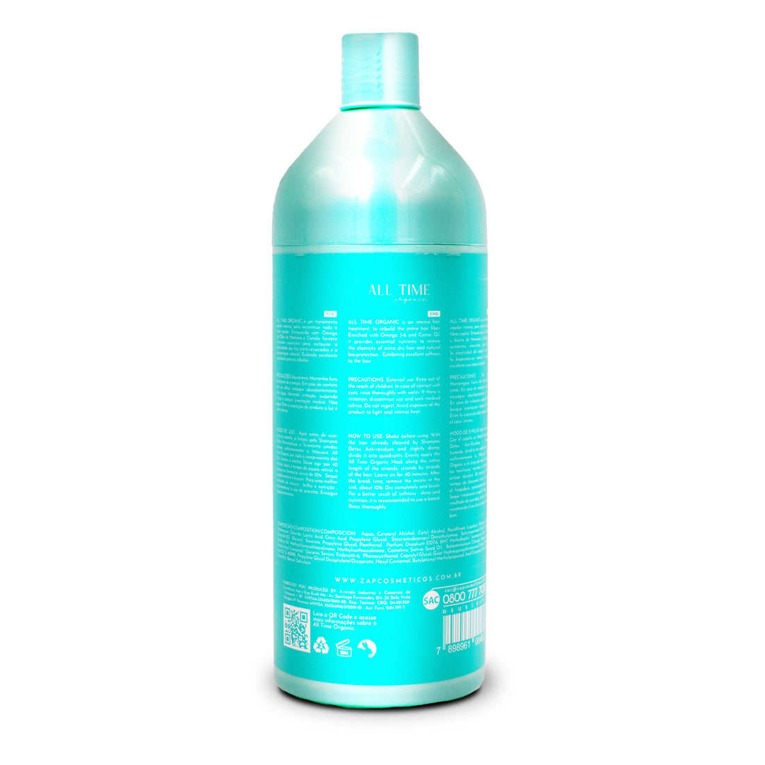 Zap Cosmeticos, All Time Organic, Restoring Conditioner For Hair 2, 1L/33.8 fl.oz