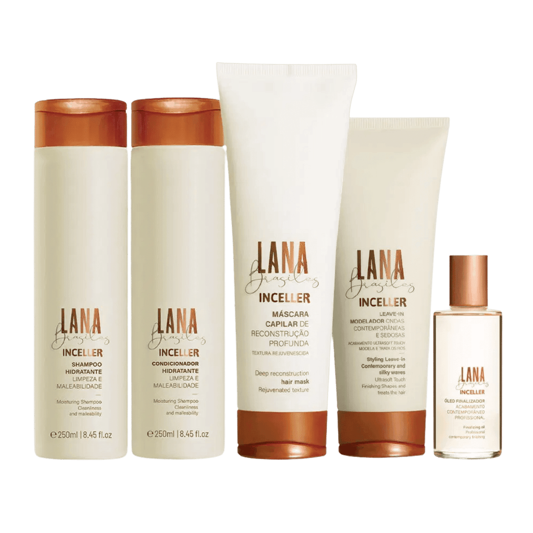 Kit Inceller Shampoo and Conditioner 250ml + Mask 250ml + Leave-In 200ml + Finishing Oil 60ml - BUY BRAZIL STORE